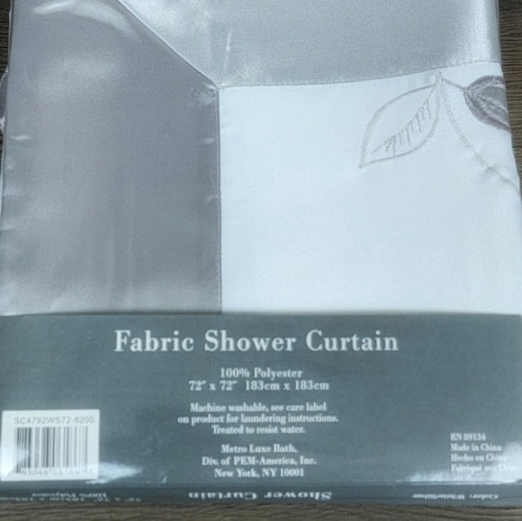 Metro‎ Luxe Bath White & Silver Fabric Shower Curtain NEW! - Picture 7 of 8
